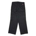 DICKIES Mens Cotton Blend Black Regular Straight Trousers W33 L30 Zip Closure