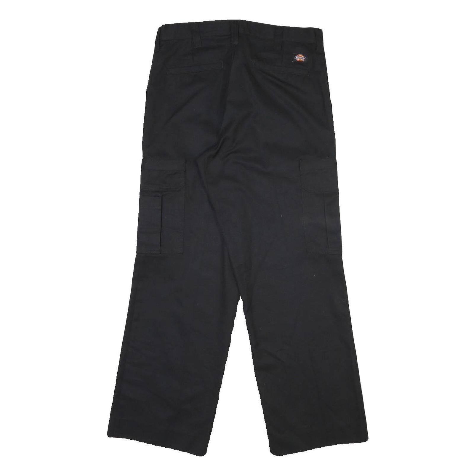 DICKIES Mens Cotton Blend Black Regular Straight Trousers W33 L30 Zip Closure
