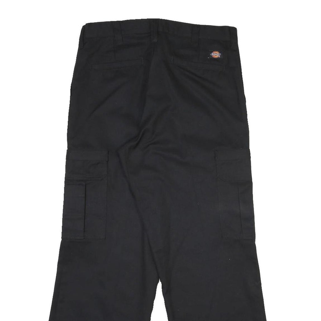 DICKIES Mens Cotton Blend Black Regular Straight Trousers W33 L30 Zip Closure