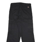 DICKIES Mens Cotton Blend Black Regular Straight Trousers W33 L30 Zip Closure