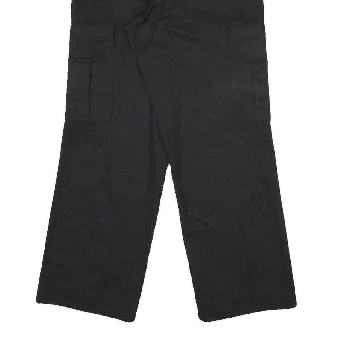 DICKIES Mens Cotton Blend Black Regular Straight Trousers W33 L30 Zip Closure