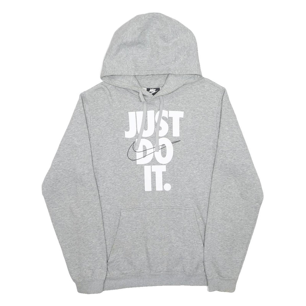 NIKE Mens Grey Just Do It Pullover Hoodie S Cotton Blend Casual Sportswear