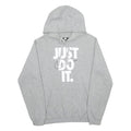 NIKE Mens Grey Just Do It Pullover Hoodie S Cotton Blend Casual Sportswear