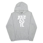 NIKE Mens Grey Just Do It Pullover Hoodie S Cotton Blend Casual Sportswear