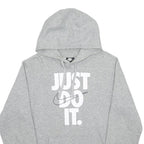 NIKE Mens Grey Just Do It Pullover Hoodie S Cotton Blend Casual Sportswear