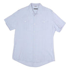DANIELE ALESSANDRINI Mens Light Blue Shirt L Cotton Blend Short Sleeve Casual