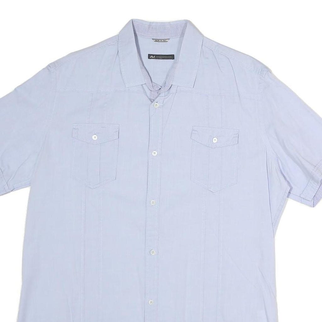 DANIELE ALESSANDRINI Mens Light Blue Shirt L Cotton Blend Short Sleeve Casual