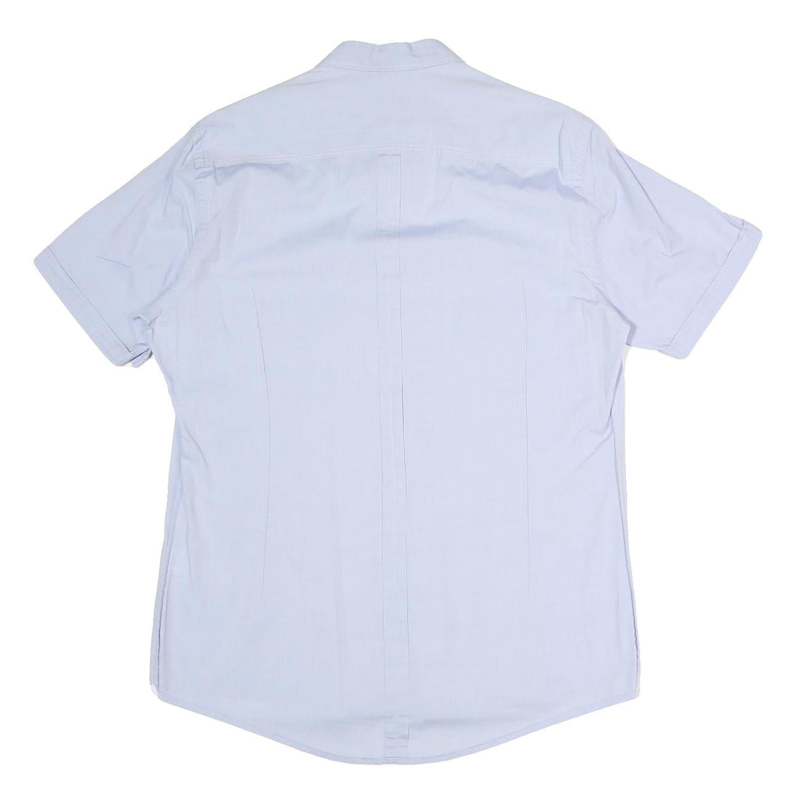 DANIELE ALESSANDRINI Mens Light Blue Shirt L Cotton Blend Short Sleeve Casual