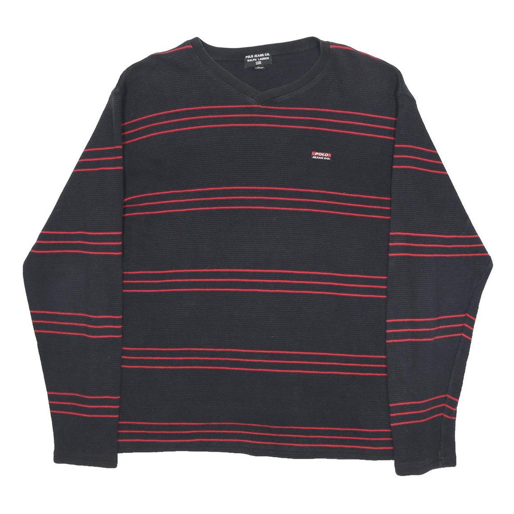RALPH LAUREN POLO JEANS COMPANY Mens Black & Red Patterned Jumper V-Neck Basic
