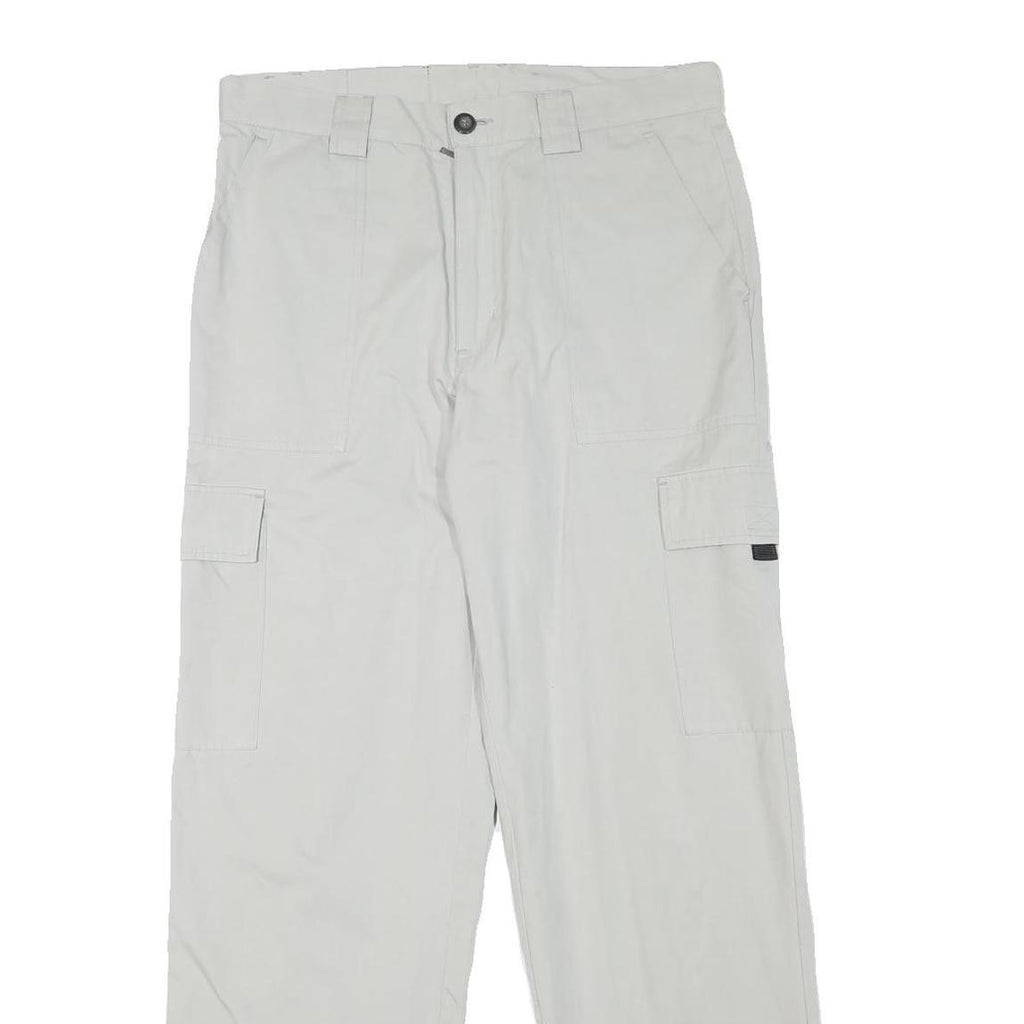 Mens White Regular Fit Cargo Trousers W31 L30 Polyester Blend Zip Closure