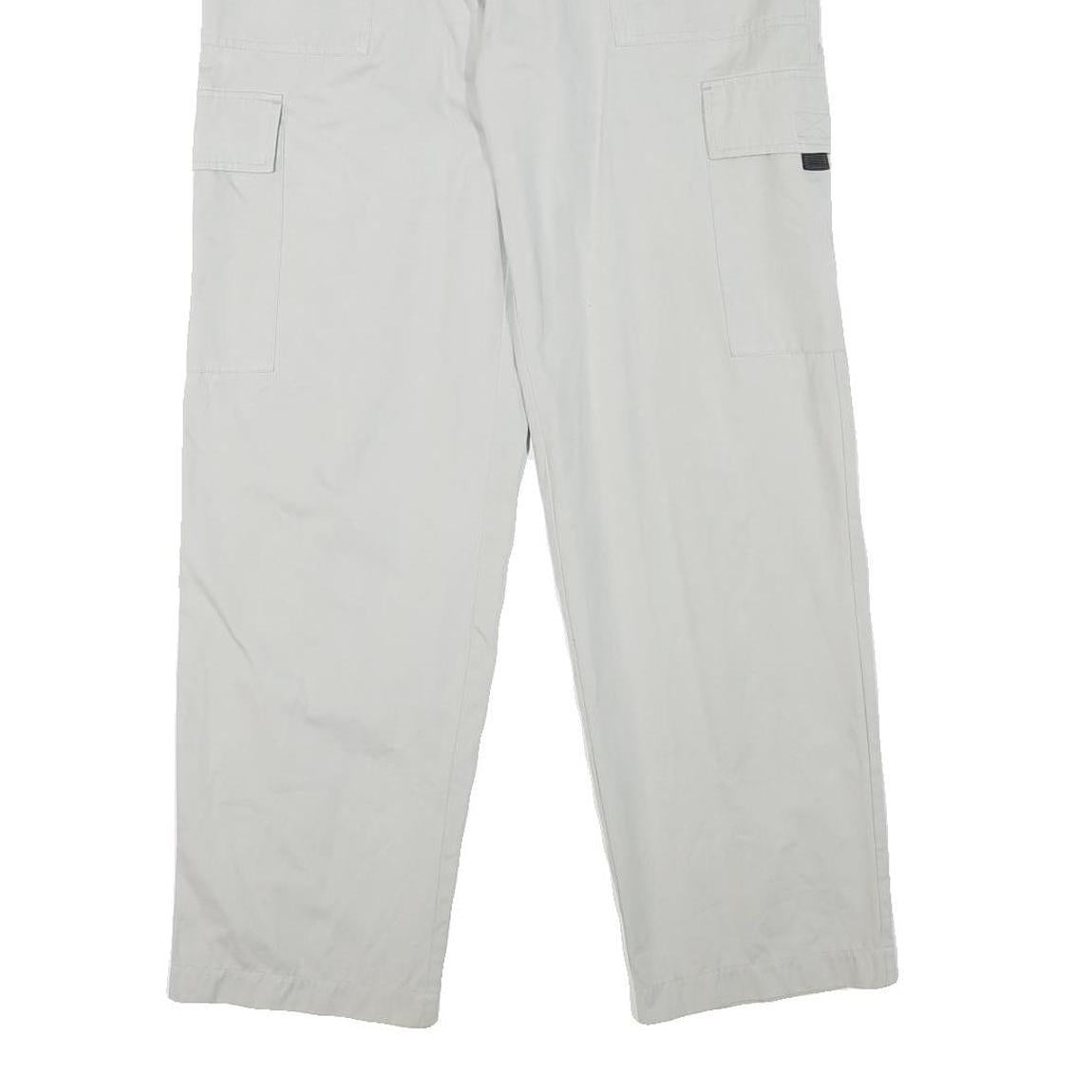 Mens White Regular Fit Cargo Trousers W31 L30 Polyester Blend Zip Closure