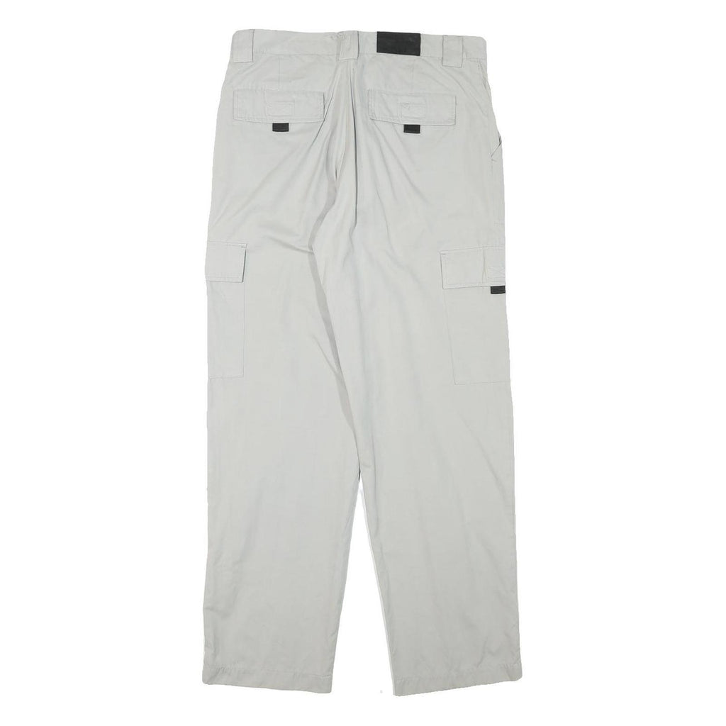 Mens White Regular Fit Cargo Trousers W31 L30 Polyester Blend Zip Closure