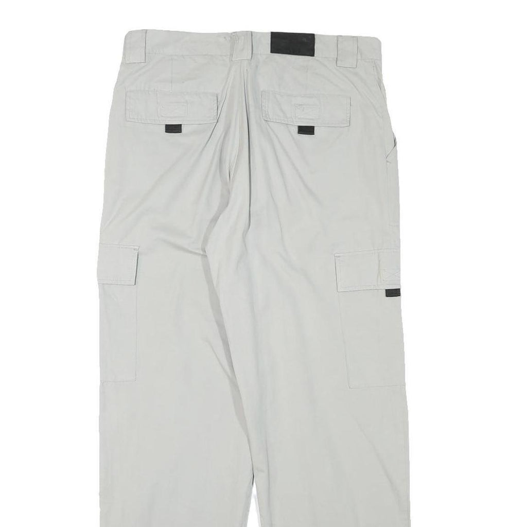 Mens White Regular Fit Cargo Trousers W31 L30 Polyester Blend Zip Closure