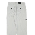 Mens White Regular Fit Cargo Trousers W31 L30 Polyester Blend Zip Closure