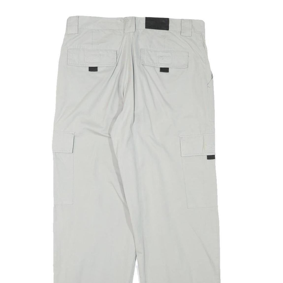 Mens White Regular Fit Cargo Trousers W31 L30 Polyester Blend Zip Closure