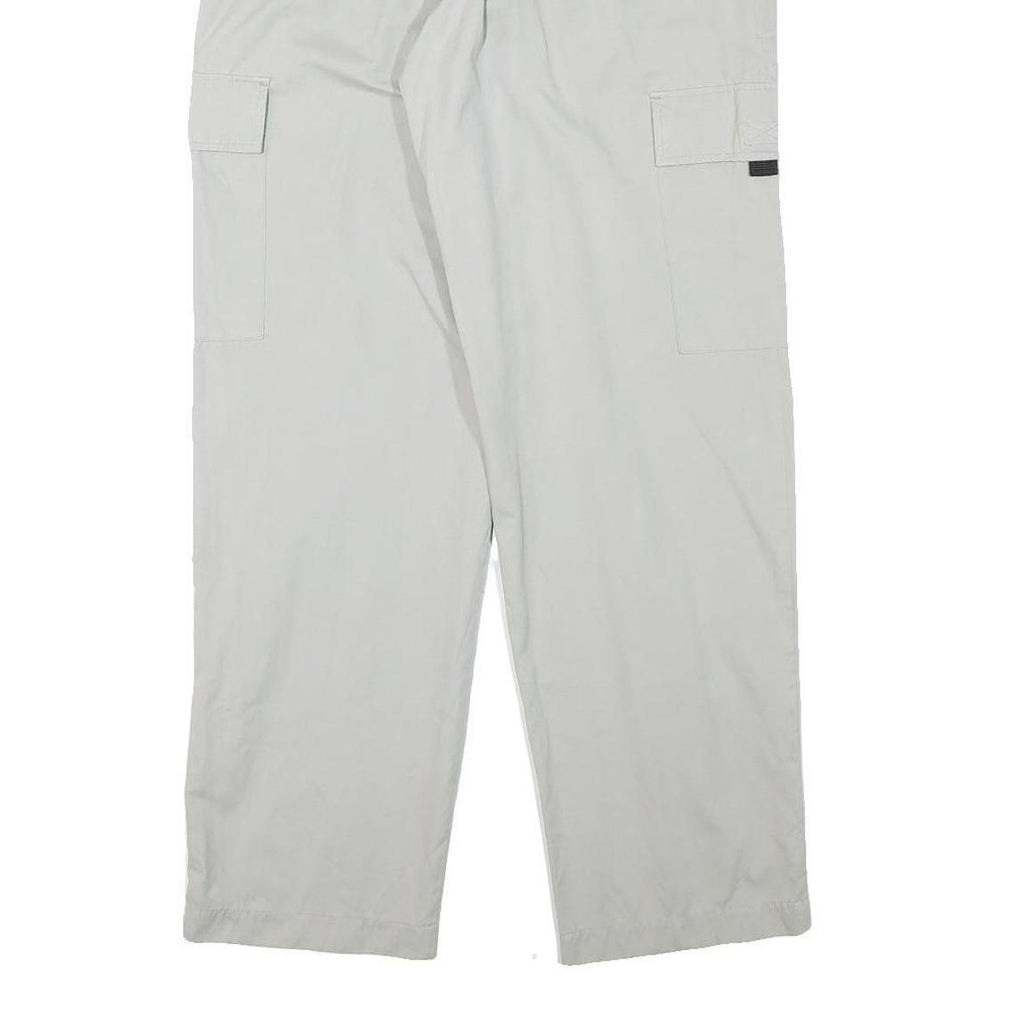 Mens White Regular Fit Cargo Trousers W31 L30 Polyester Blend Zip Closure
