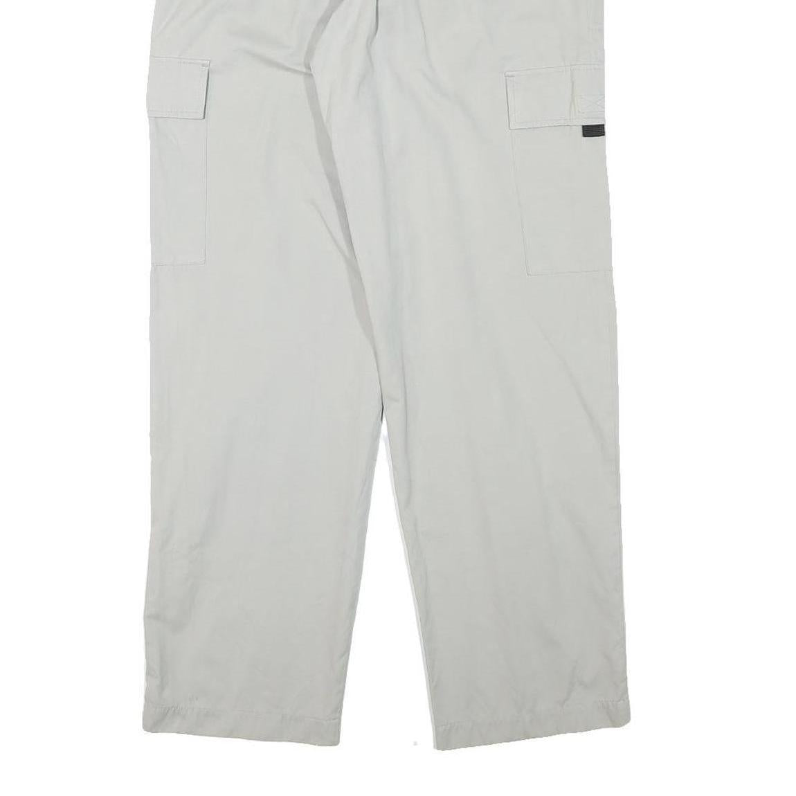 Mens White Regular Fit Cargo Trousers W31 L30 Polyester Blend Zip Closure