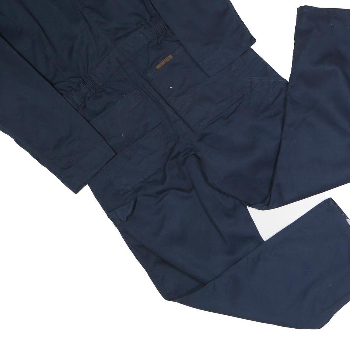 SCHMIDT WORKWEAR Mens Navy Blue Regular Fit Polyester Blend Dungarees M W36 L29