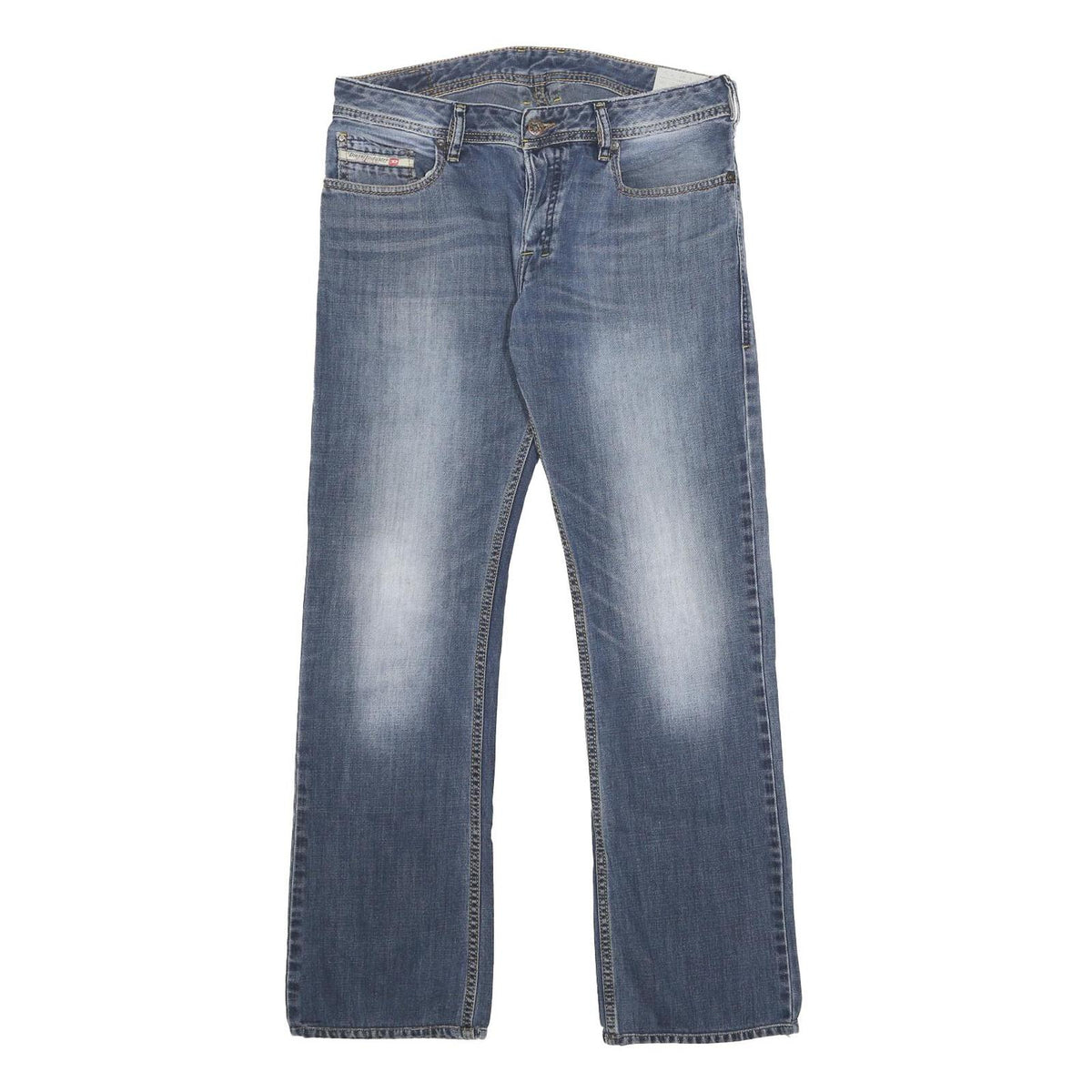 DIESEL Mens Jeans Blue Regular Straight Denim Medium W34 L29 Classic Cotton