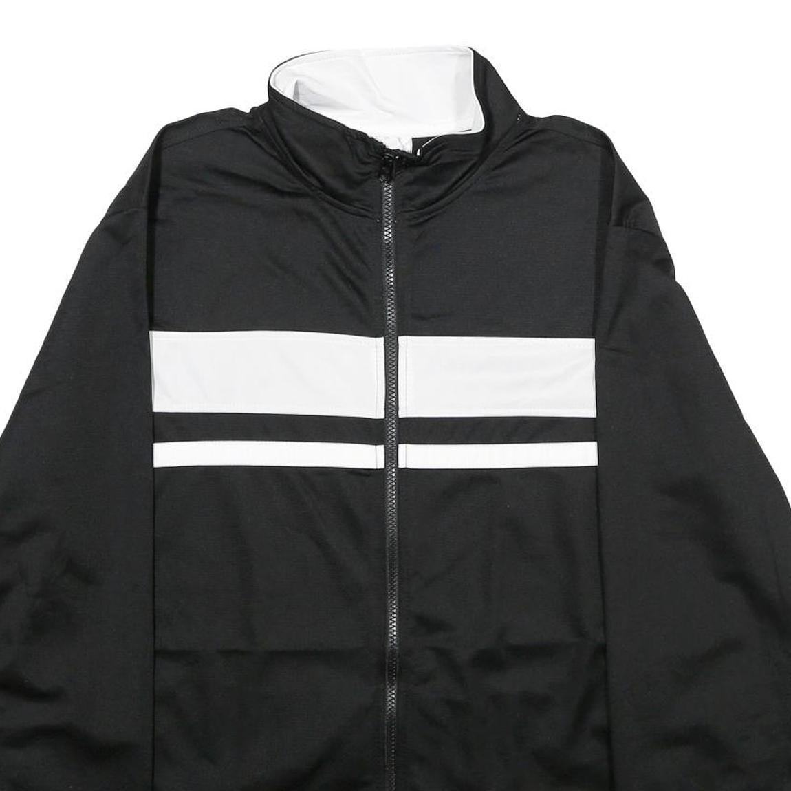 STARTER Mens Black & White Track Jacket L Polyester Zip Casual Sportswear