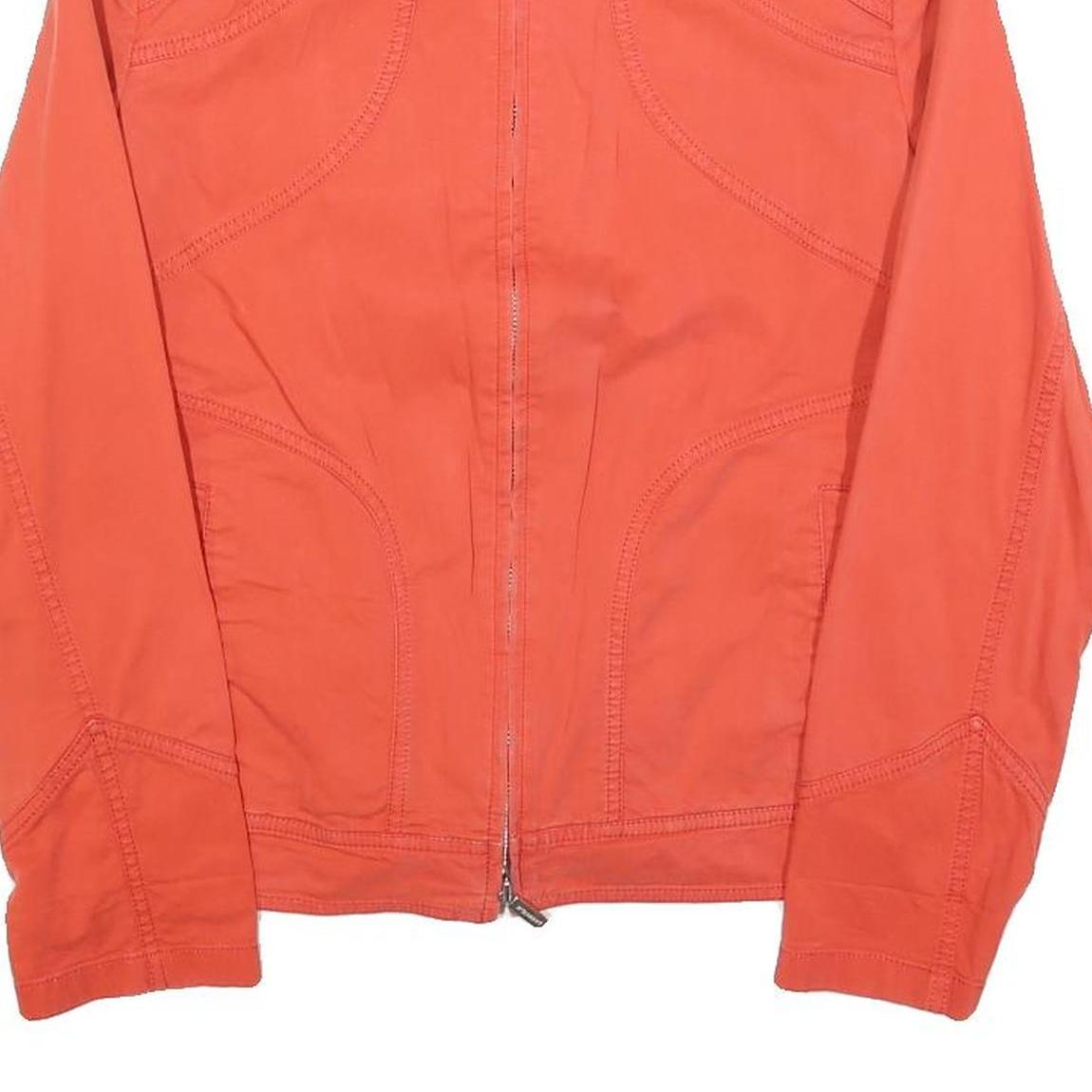 BURBERRY Womens Orange Cotton Blend Jacket S Zip Plain Classic Lightweight