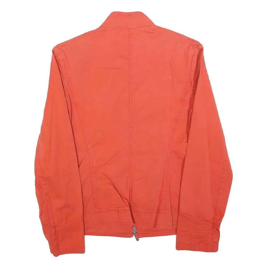 BURBERRY Womens Orange Cotton Blend Jacket S Zip Plain Classic Lightweight