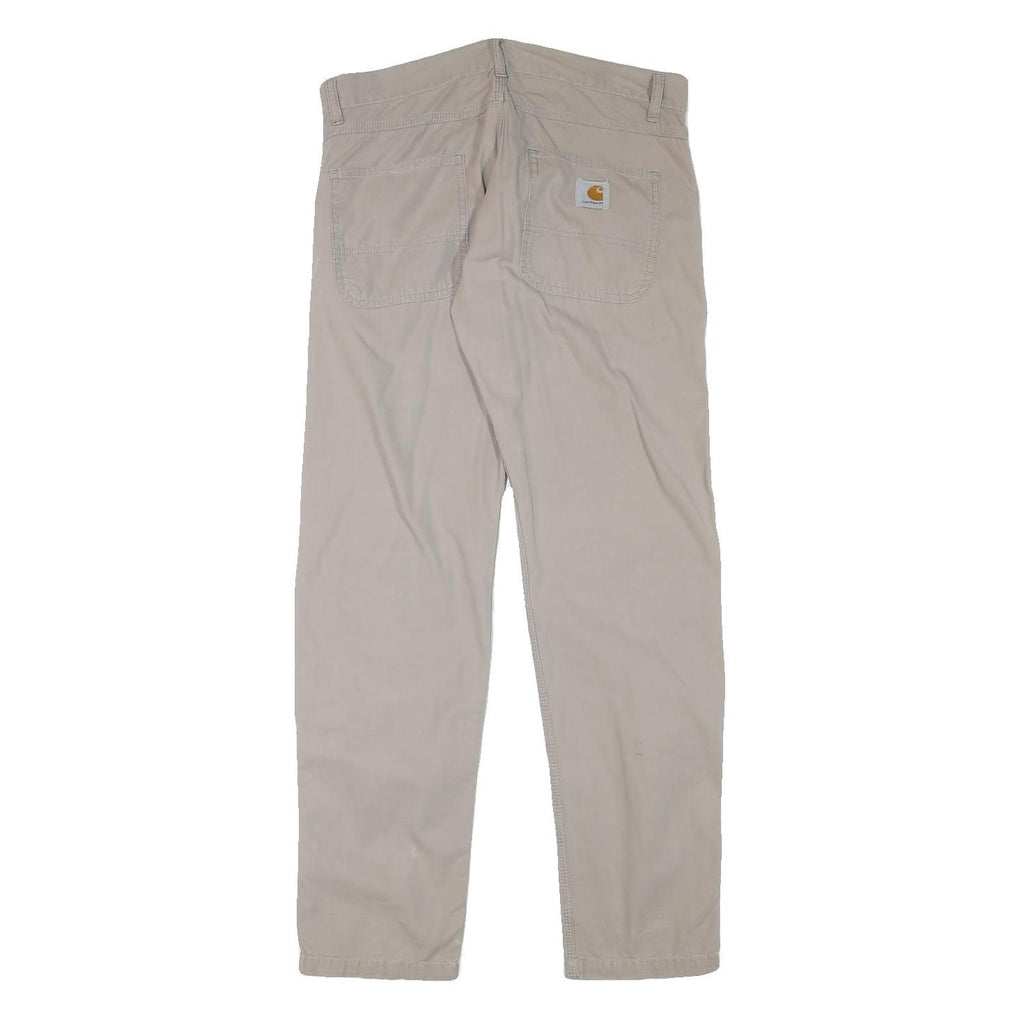 CARHARTT Mens Regular Fit Beige Cotton Blend Zip Trousers W33 L31 Workwear