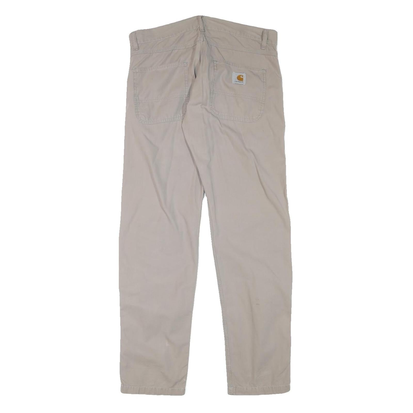 CARHARTT Mens Regular Fit Beige Cotton Blend Zip Trousers W33 L31 Workwear