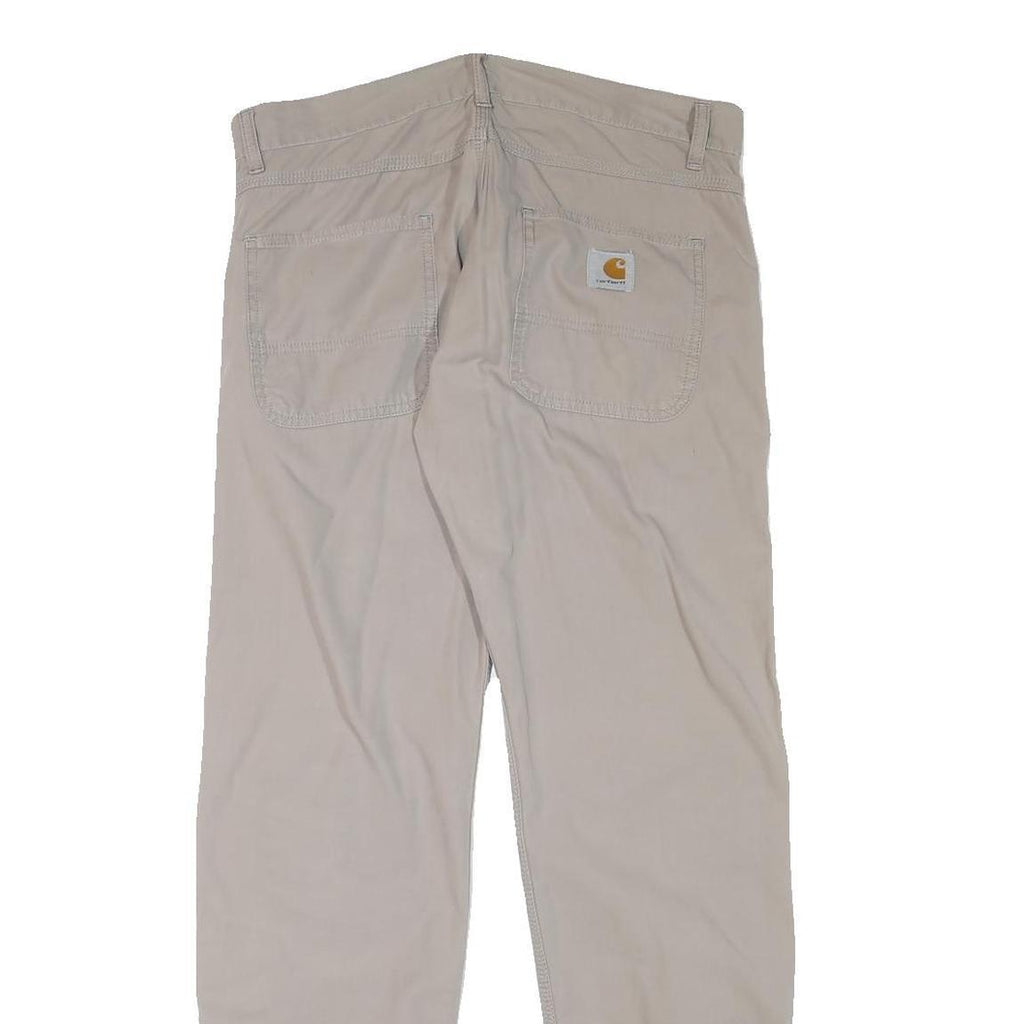 CARHARTT Mens Regular Fit Beige Cotton Blend Zip Trousers W33 L31 Workwear