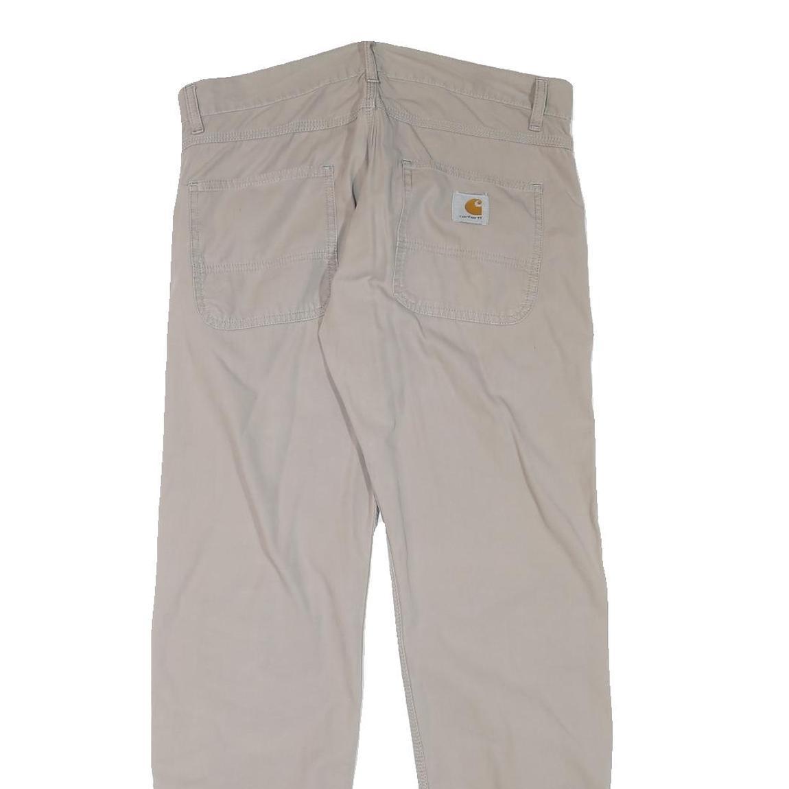 CARHARTT Mens Regular Fit Beige Cotton Blend Zip Trousers W33 L31 Workwear