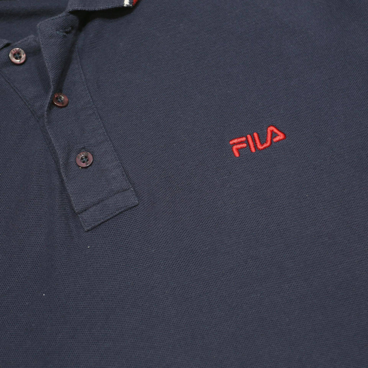 FILA Mens Navy Blue Red Short Sleeve Cotton Polo Shirt XL Branded Casual
