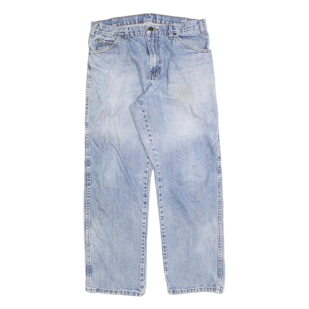 DICKIES Mens Blue Regular Straight Denim Light W33 L30 Cotton Blend Zip Jeans