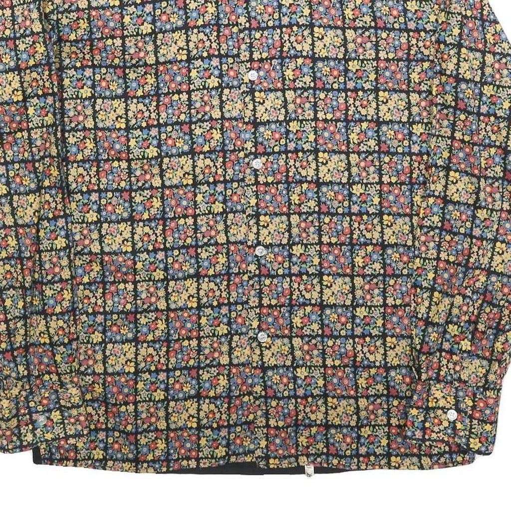 TREMOLA Mens Black Floral Check Shirt S Cotton Blend Stylish Patterned