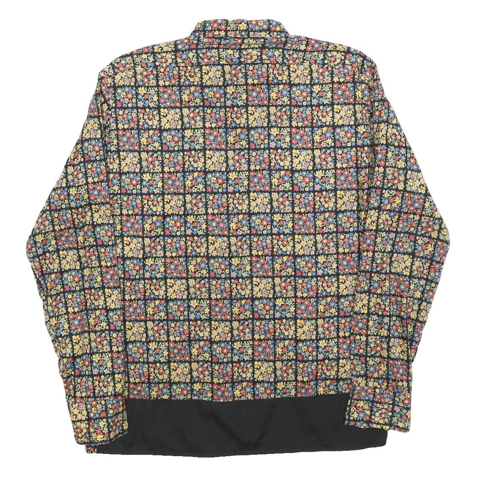 TREMOLA Mens Black Floral Check Shirt S Cotton Blend Stylish Patterned