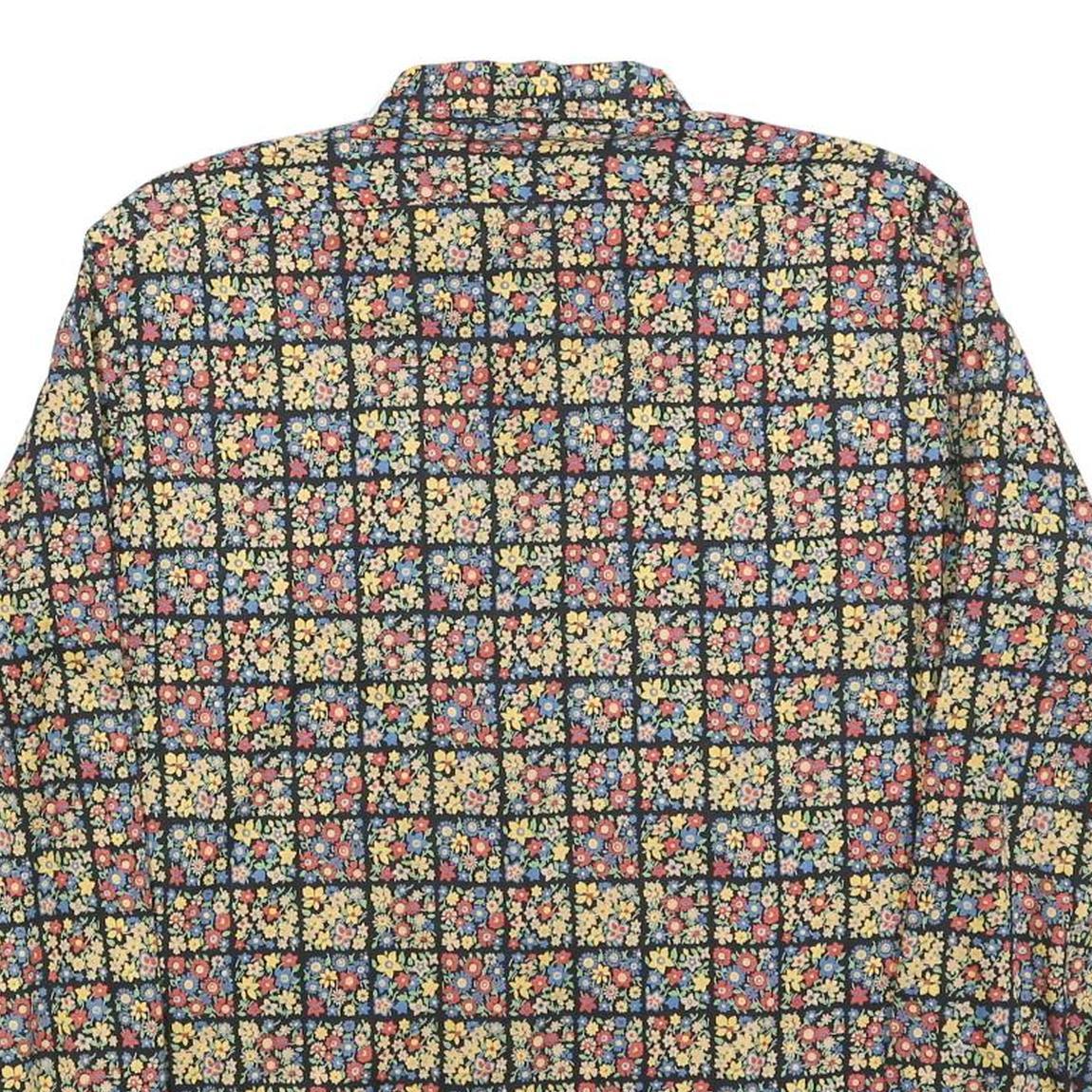 TREMOLA Mens Black Floral Check Shirt S Cotton Blend Stylish Patterned