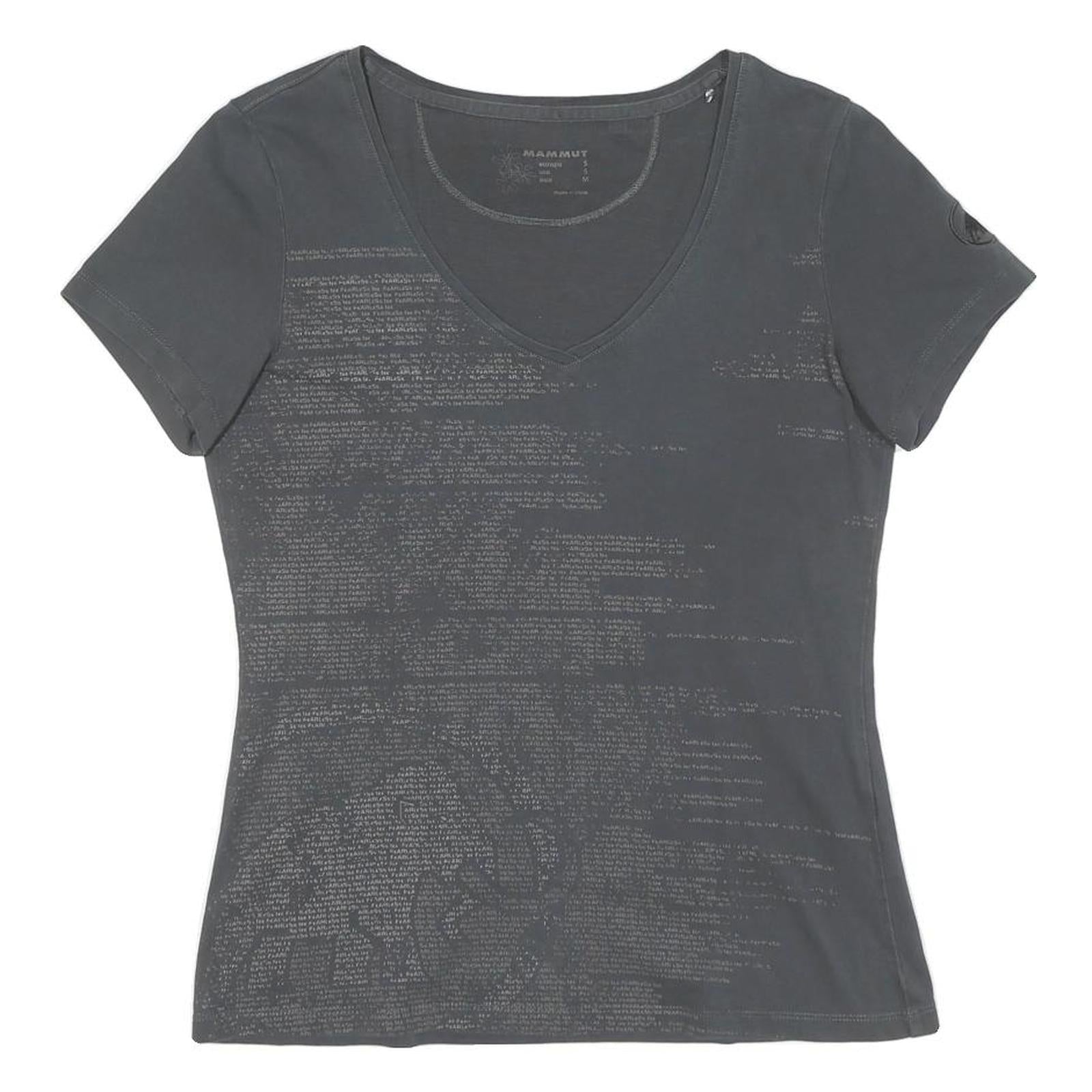 MAMMUT Womens Grey Graphic T-Shirt S Short Sleeve V-Neck Outdoor Casual