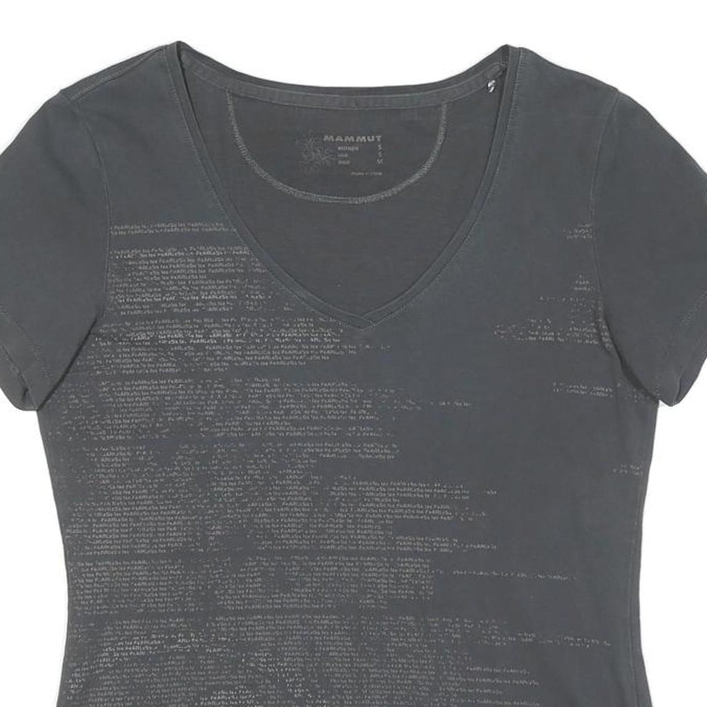 MAMMUT Womens Grey Graphic T-Shirt S Short Sleeve V-Neck Outdoor Casual
