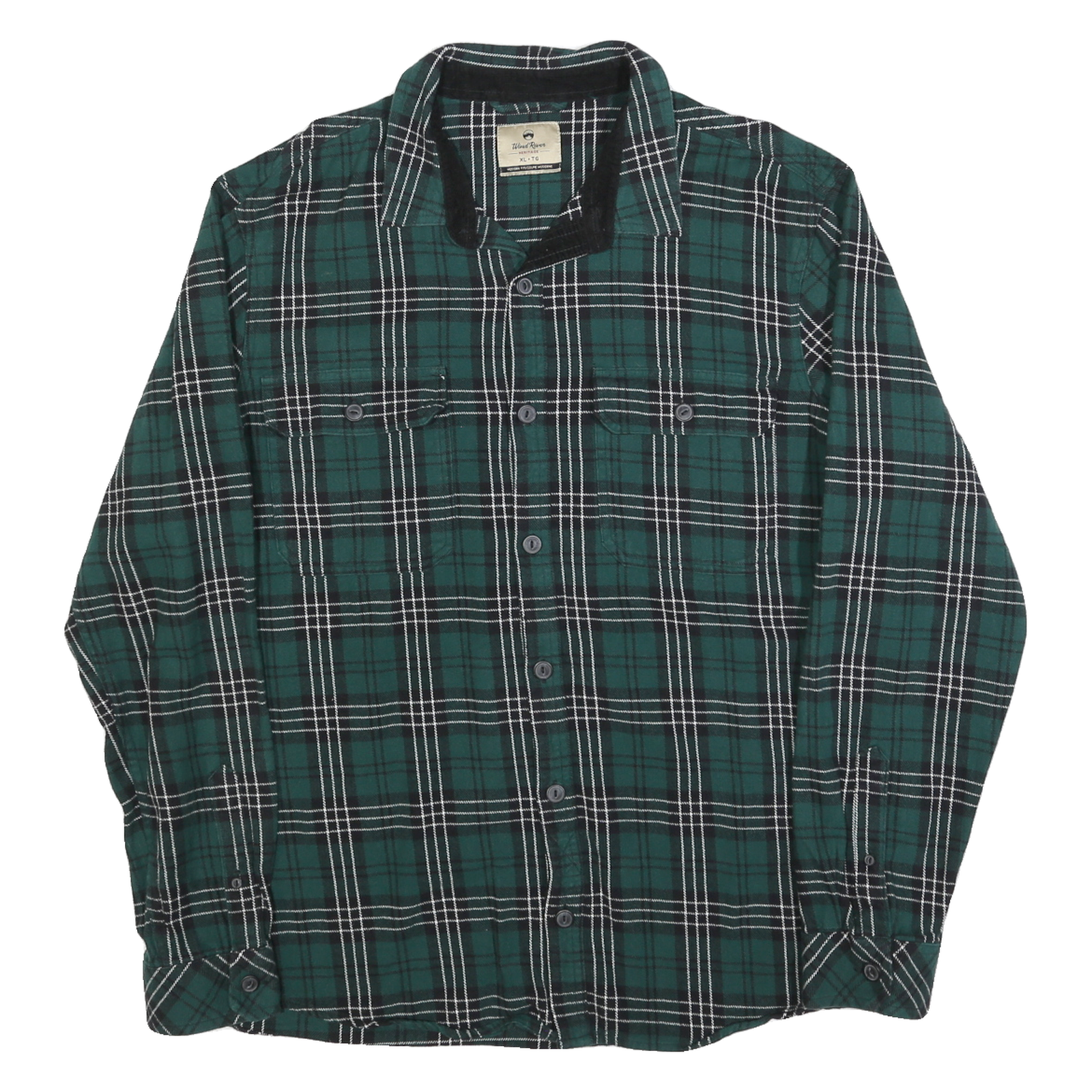 WIND RIVER Mens Green & Black Check Shirt XL Cotton Blend Casual Long Sleeve