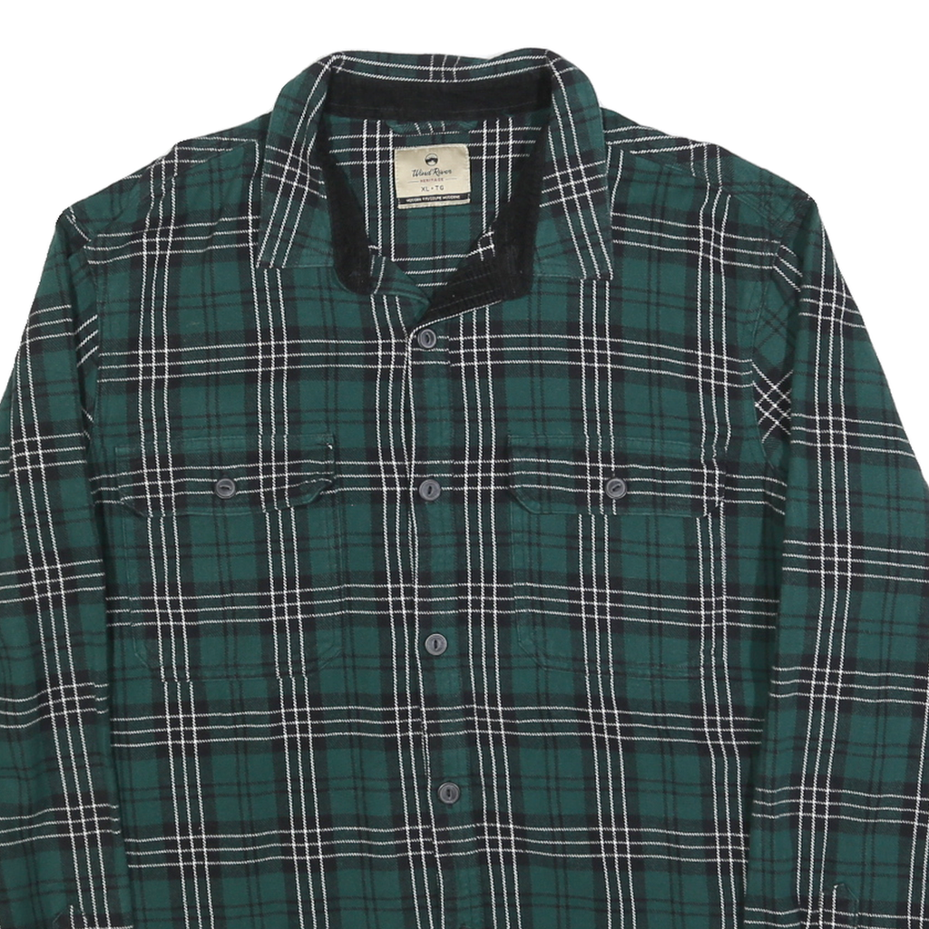 WIND RIVER Mens Green & Black Check Shirt XL Cotton Blend Casual Long Sleeve
