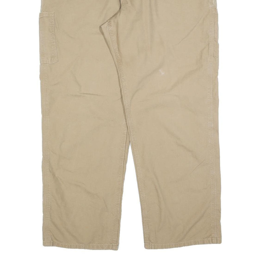 CARHARTT Mens Relaxed Beige Cotton Blend Zip Trousers W40 L32 Workwear Casual
