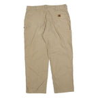 CARHARTT Mens Relaxed Beige Cotton Blend Zip Trousers W40 L32 Workwear Casual