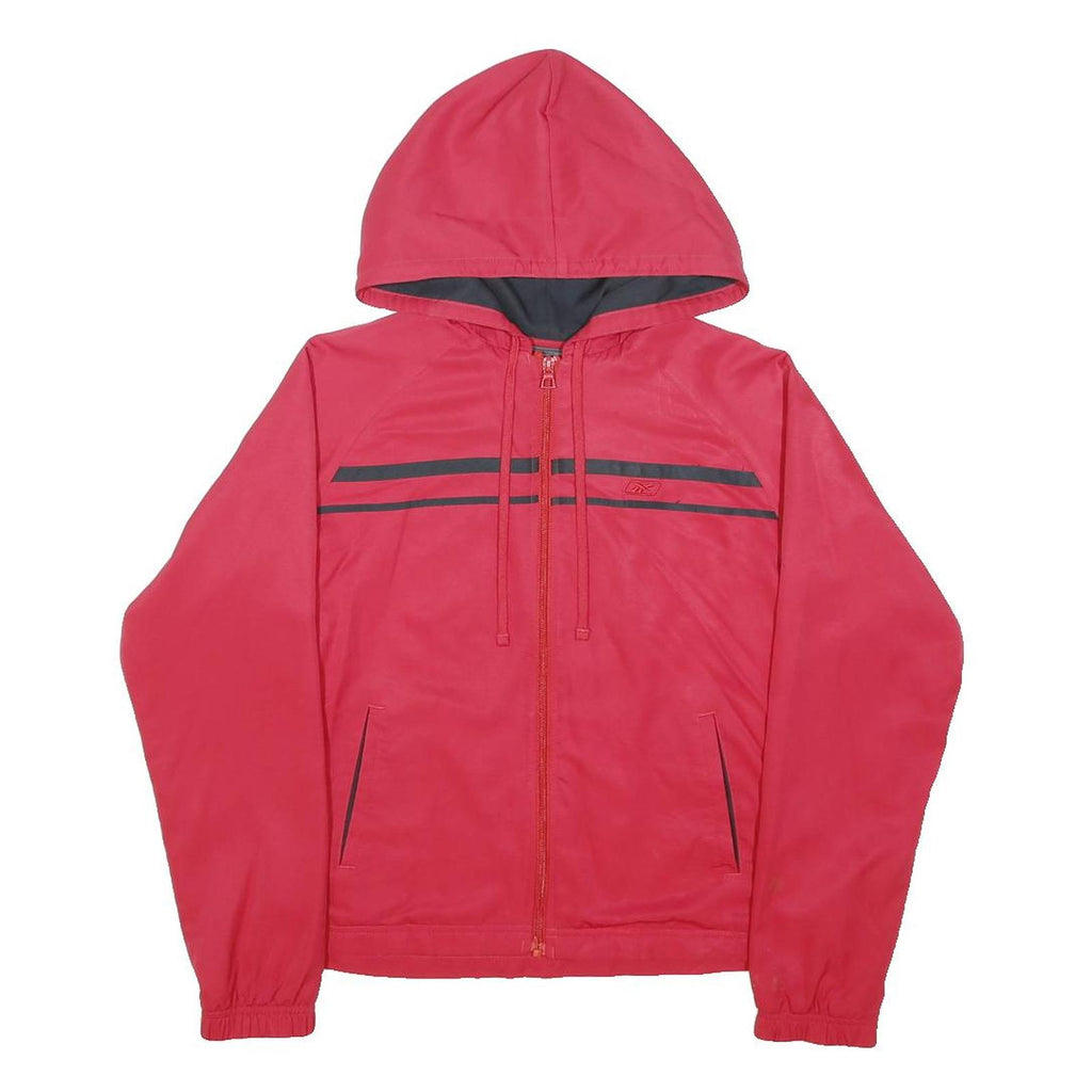REEBOK Womens Red & Black Zip Up Hoodie Jacket UK 10 Polyester Blend Plain