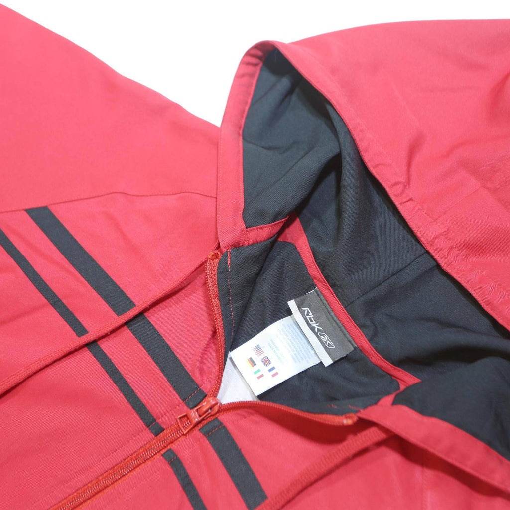 REEBOK Womens Red & Black Zip Up Hoodie Jacket UK 10 Polyester Blend Plain