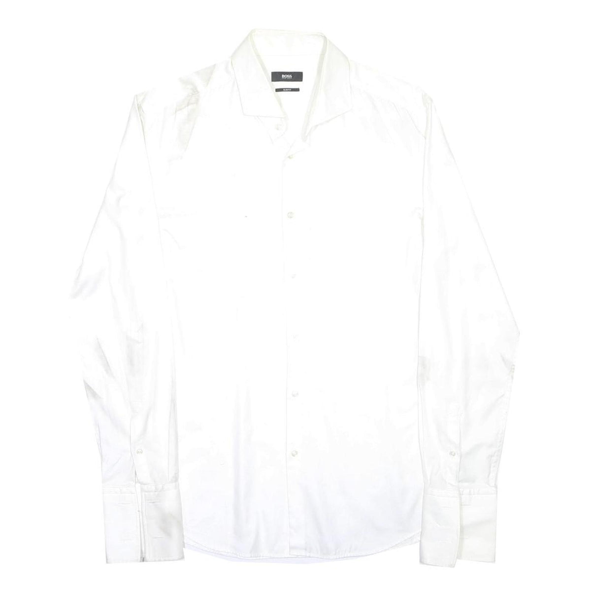 HUGO BOSS Mens White Shirt L Classic Fit Cotton Long Sleeve Button Closure