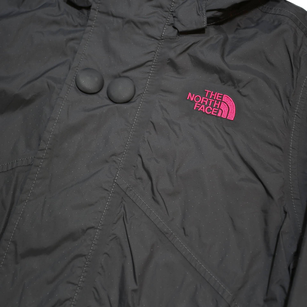 THE NORTH FACE Girls Grey Nylon Jacket L Zip Hooded Plain Lightweight Outdoor
