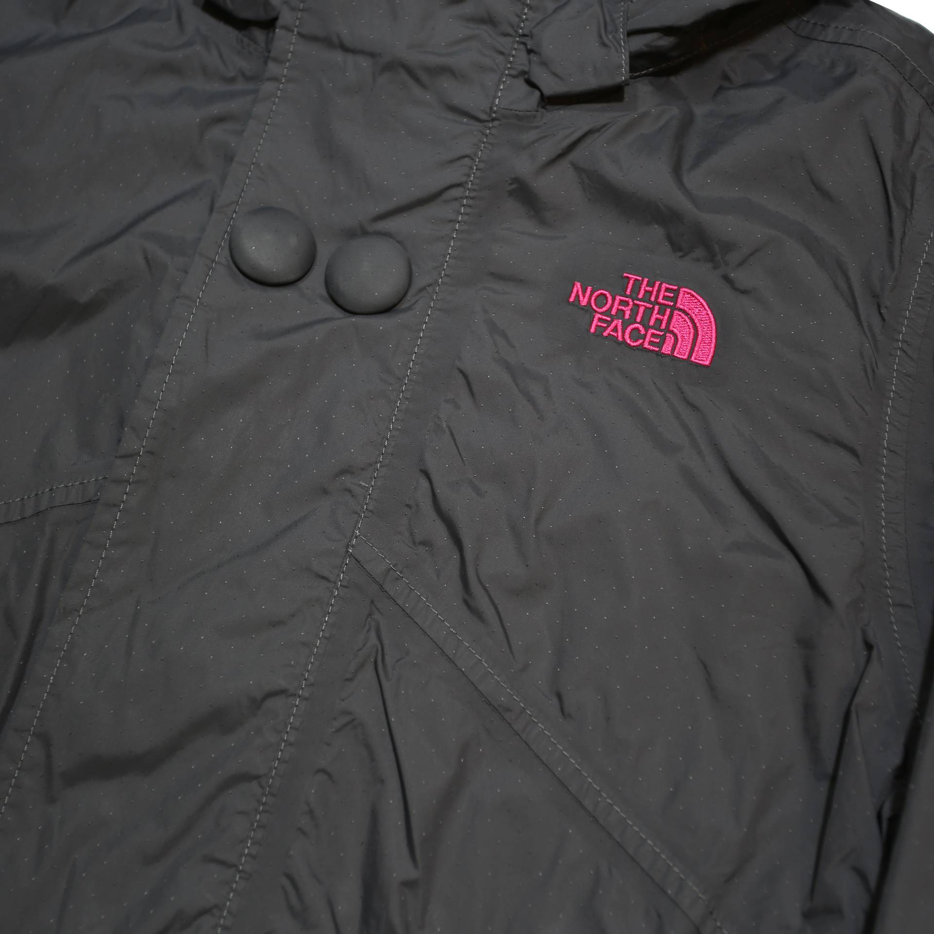 THE NORTH FACE Girls Grey Nylon Jacket L Zip Hooded Plain Lightweight Outdoor