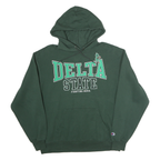 CHAMPION Mens Green Delta State Pullover Hoodie L Cotton Casual Sweatshirt