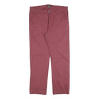 ATLAS FOR MEN Mens Cotton Blend Burgundy Regular Straight Trousers W38 L30