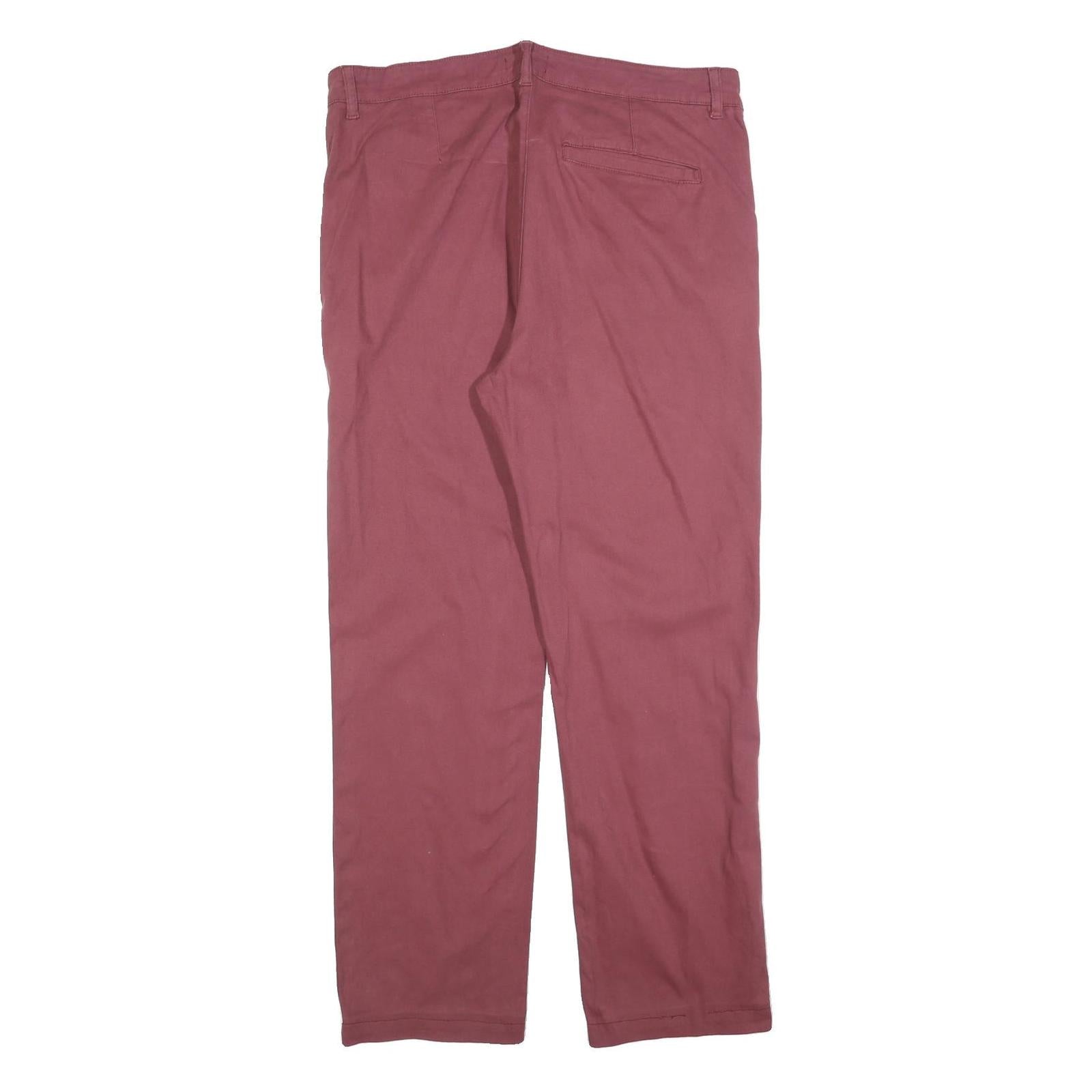 ATLAS FOR MEN Mens Cotton Blend Burgundy Regular Straight Trousers W38 L30