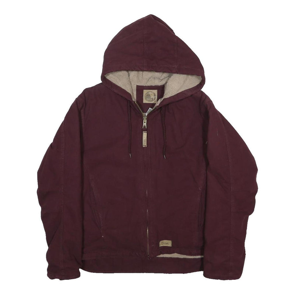 BERNIE Womens Maroon Jacket S Polyester Plain Hooded Zip Casual Outerwear
